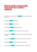 BIOS 251 EXAM 1 ACTUAL EXAM QUESTIONS WITH CORRECT ANSWERS