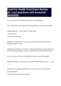Food For Health Final Exam Review &lpar;Dr&period; Lee&rpar; questions well answered 2025&sol;2026