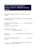 Foods Final Exam questions n answers rated A&plus; 2025&sol;2026 already passed