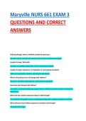 Maryville NURS 661 EXAM 3 QUESTIONS AND CORRECT ANSWERS