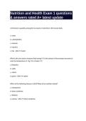 Nutrition and Health Exam 1 questions & answers rated A&plus; latest update