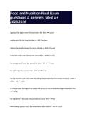Food and Nutrition Final Exam questions & answers rated A&plus; 2025&sol;2026