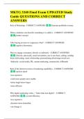 MKTG 3340 Final Exam UPDATED Study  Guide QUESTIONS AND CORRECT  ANSWERS 