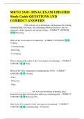 MKTG 3340 - FINAL EXAM UPDATED  Study Guide QUESTIONS AND  CORRECT ANSWERS 