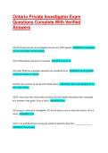 Ontario Private Investigator Exam Questions Complete With Verified Answers &vert;&vert; verified exam questions &vert;&vert;