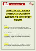 AFRIKAANS&comma; "BALLADE VIR N ENKELING" ACTUAL 2026 QUESTIONS AND 100&percnt; CORRECT ANSWERS