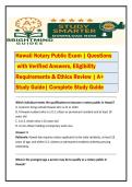 Hawaii Notary Public Exam &vert; Questions with Verified Answers&comma; Eligibility  Requirements & Ethics Review &vert; A&plus;  Study Guide&vert; Complete Study Guide