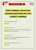 GPSTC CRIMINAL LAW ACTUAL 2026 QUESTIONS AND 100&percnt; CORRECT ANSWERS