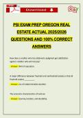 PSI EXAM PREP OREGON REAL ESTATE ACTUAL 2026 QUESTIONS AND 100&percnt; CORRECT ANSWERS