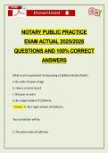 NOTARY PUBLIC PRACTICE EXAM ACTUAL 2026 QUESTIONS AND 100&percnt; CORRECT ANSWERS
