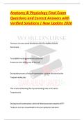 Anatomy & Physiology Final Exam  Questions and Correct Answers with  Verified Solutions &vert; New Update 2026