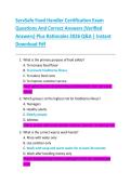 ServSafe Food Handler Certification Exam  Questions And Correct Answers &lpar;Verified  Answers&rpar; Plus Rationales 2026 Q&A &vert; Instant  Download Pdf 