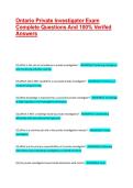 Ontario Private Investigator Exam Complete Questions And 100&percnt; Verifed Answers