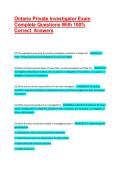 Ontario Private Investigator Exam Complete Questions With 100&percnt; Correct  Answers