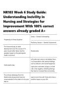 NR103 Week 6 Study Guide Understanding Incivility in Nursing and Strategies for Improvement  &lpar;SOLVED & UPDATED &rpar;