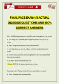 FINAL PACE EXAM 1&sol;3 ACTUAL 2026 QUESTIONS AND 100&percnt; CORRECT ANSWERS