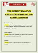PACE EXAM REVIEW ACTUAL 2026 QUESTIONS AND 100&percnt; CORRECT ANSWERS