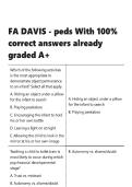 FA DAVIS - peds With 100- correct answers already graded A&plus;