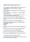 UMKC Cell Biology 202 Exam 1 Questions and answers latest update
