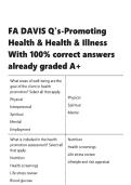 FA DAVIS Q-s-Promoting Health & Health & Illness With 100- correct answers already graded A&plus;&period;