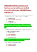 SME Certified Robotics Technician Exam  Questions And Correct Answers &lpar;Verified  Answers&rpar; Plus Rationales 2026 Q&A &vert; Instant  Download Pdf