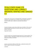 TCOLE STATE EXAM 270 QUESTIONS AND CORRECT ANSWERS VERIFIED AND GRADED A&plus;