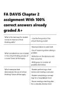 FA DAVIS Chapter 2 assignment With 100- correct answers already graded A&plus;