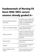 Fundamentals of Nursing FA Davis With 100- correct answers already graded A&plus;