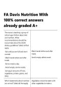 FA Davis Nutrition With 100- correct answers already graded A&plus;
