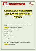 CPR&sol;RQI EXAM ACTUAL 2026 QUESTIONS AND 100&percnt; CORRECT ANSWERS