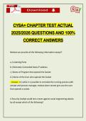 CYSA&plus; CHAPTER TEST ACTUAL 2026 QUESTIONS AND 100&percnt; CORRECT ANSWERS