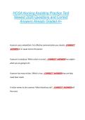 HOSA Nursing Assisting Practice Test  Newest 2026 Questions and Correct  Answers Already Graded A&plus;