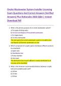Onsite Wastewater System Installer Licensing  Exam Questions And Correct Answers &lpar;Verified  Answers&rpar; Plus Rationales 2026 Q&A &vert; Instant  Download Pdf
