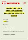 CHM2046L FINAL EXAM UF SPRING ACTUAL 2026 QUESTIONS AND 100&percnt; CORRECT ANSWERS