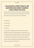 Family Medicine COMAT EXAM ALL 300 QUESTIONS AND CORRECT ANSWERS LATEST UPDATE THIS YEAR