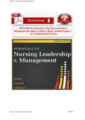 TEST BANK For Essentials of Nursing Leadership & Management 8th Edition by Sally A&period; Weiss&comma; Verified Chapters 1 - 16&comma; Complete Newest Version