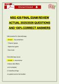 NSG 426 FINAL EXAM REVIEW ACTUAL 2026 QUESTIONS AND 100&percnt; CORRECT ANSWERS
