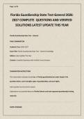 Florida Guardianship State Test-General 2026-2027 COMPLETE  QUESTIONS AND VERIFIED SOLUTIONS LATEST UPDATE THIS YEAR