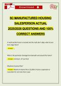 SC MANUFACTURED HOUSING SALESPERSON ACTUAL 2026 QUESTIONS AND 100&percnt; CORRECT ANSWERS