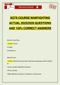 SGTS COURSE WARFIGHTING ACTUAL 2026 QUESTIONS AND 100&percnt; CORRECT ANSWERS