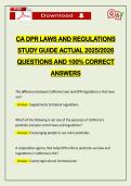 CA DPR LAWS AND REGULATIONS STUDY GUIDE ACTUAL 2026 QUESTIONS AND 100&percnt; CORRECT ANSWERS