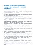 ADVANCED HEALTH ASSESSMENT FINAL QUESTIONS AND CORRECT ANSWERS