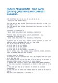 HEALTH ASSESSMENT - TEST BANK &lpar;EXAM 4&rpar; QUESTIONS AND CORRECT ANSWERS