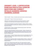 CROSSFIT LEVEL 1 CERTIFICATION EXAM 2025-2026 ACTUAL EXAM 200 QUESTIONS AND CORRECT DETAILED ANSWERS &lpar;VERIFIED ANSWERS&rpar; &vert;AGRADE