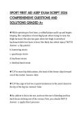 SPORT FIRST AID ASEP EXAM SCRIPT 2026 COMPREHENSIVE QUESTIONS AND SOLUTIONS GRADED A&plus;