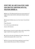 SPORT FIRST AID ASEP EXAM STUDY GUIDE 2026 PRACTICE QUESTIONS WITH FULL SOLUTION GRADED A&plus;
