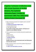 Irrigation Technician Certification Exam With Actual Questions & Verified Answers&comma; Plus Explained Rationales&sol;Expert Verified For Guaranteed 100&percnt; Pass 2026&sol;Latest Update&sol;Instant Download Pdf