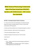 NR565 Advanced Pharmacology Fundamentals Week 8 Final Exam Actual Exam 2026&sol;2027 &vert; Questions with Verified Answers &vert; 100&percnt; Correct &vert; Pass Guaranteed
