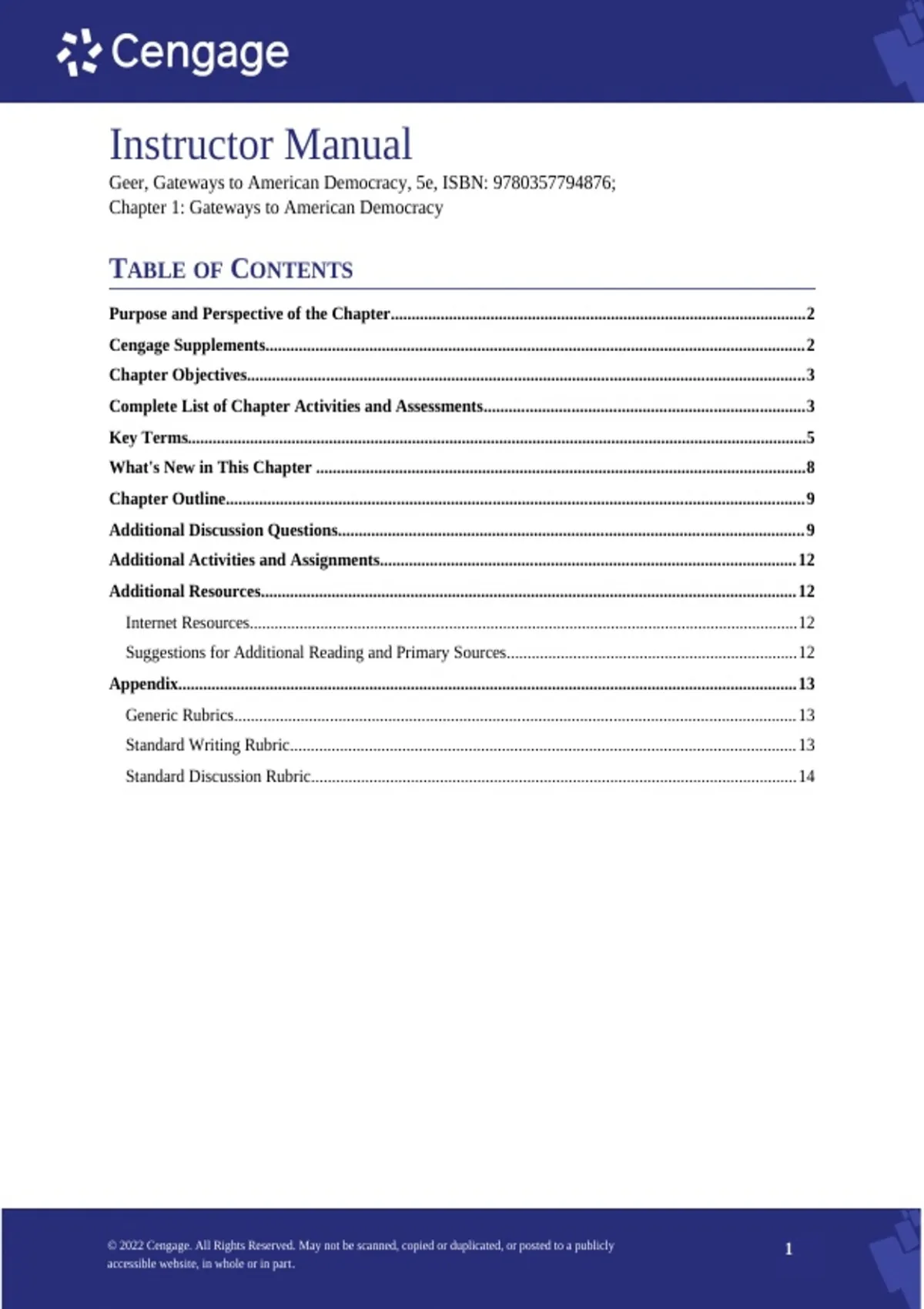 Summary solutions manual, textbook answers: Gateways to Democracy An ...