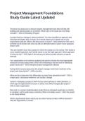 Project Management Foundations Study Guide Latest Updated